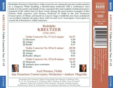 Axel Strauss, Andrew Mogrelia, San Francisco Conservatory Orchestra - Rodolphe Kreutzer: Violin Concertos Nos. 17-19 (2010)