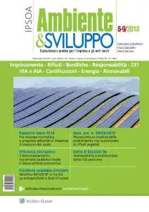 Ambiente & sviluppo - Agosto-Settembre 2018