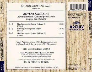 John Eliot Gardiner, The Monteverdi Choir ‎- Johann Sebastian Bach: Advent Cantatas BWV 36, 61 & 62 (1992)