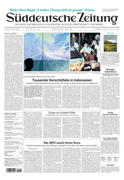 Sueddeutsche Zeitung vom 01.10.2009