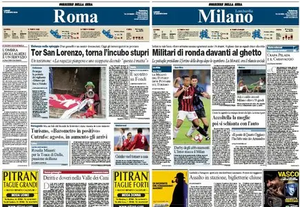 Corriere della Sera edizioni di Roma e Milano (17/08/2009)