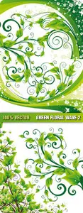 Stock Vector - Green Floral Wave 2