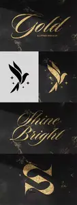 Gold Glitter Text & Logo Effect - PSD Mockup Template