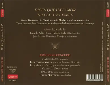 Juan Carlos Rivera, Armoniosi Concerti - Dicen que hay amor: Tonos Humanos del Cancionero de Mallorca y otros manuscrito (2016)