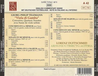 Lorenz Duftschmid, Armonico Tributo Austria - Georg Philipp Telemann: Viola di Gamba (1997)