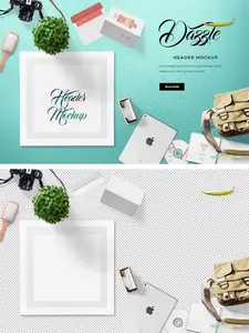 Professional Hero Header PSD Mockup Scene