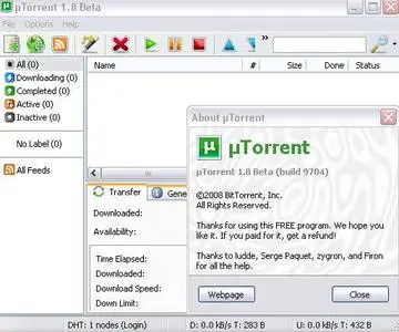 Portable µTorrent 1.8 Build 9704 Beta