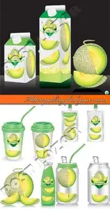 Melon packing fresh juice vector