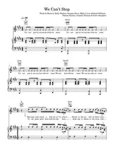 We Can't Stop - Miley Cyrus (Piano-Vocal-Guitar (Piano Accompaniment))