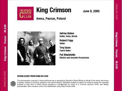King Crimson - Arena, Poznan, Poland - June 09, 2000 (2005) {2CD DGM 16/44 Official Digital Download}