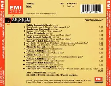 Aris Christofellis, Ensemble Seicentonovecento, Flavio Colusso - Farinelli et son temps (1994)