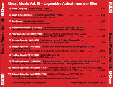 VA - Audio Great Music Vol. III - Legendäre Aufnahmen der 80er [AUDIO] {Germany 2008}