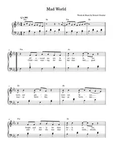 Mad World - Gary Jules (Easy Piano)