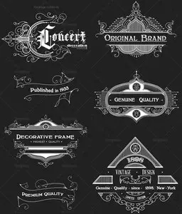Vintage Ornaments and Brushes Vector Set 1