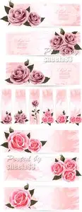 Paper Banners with Roses Vector