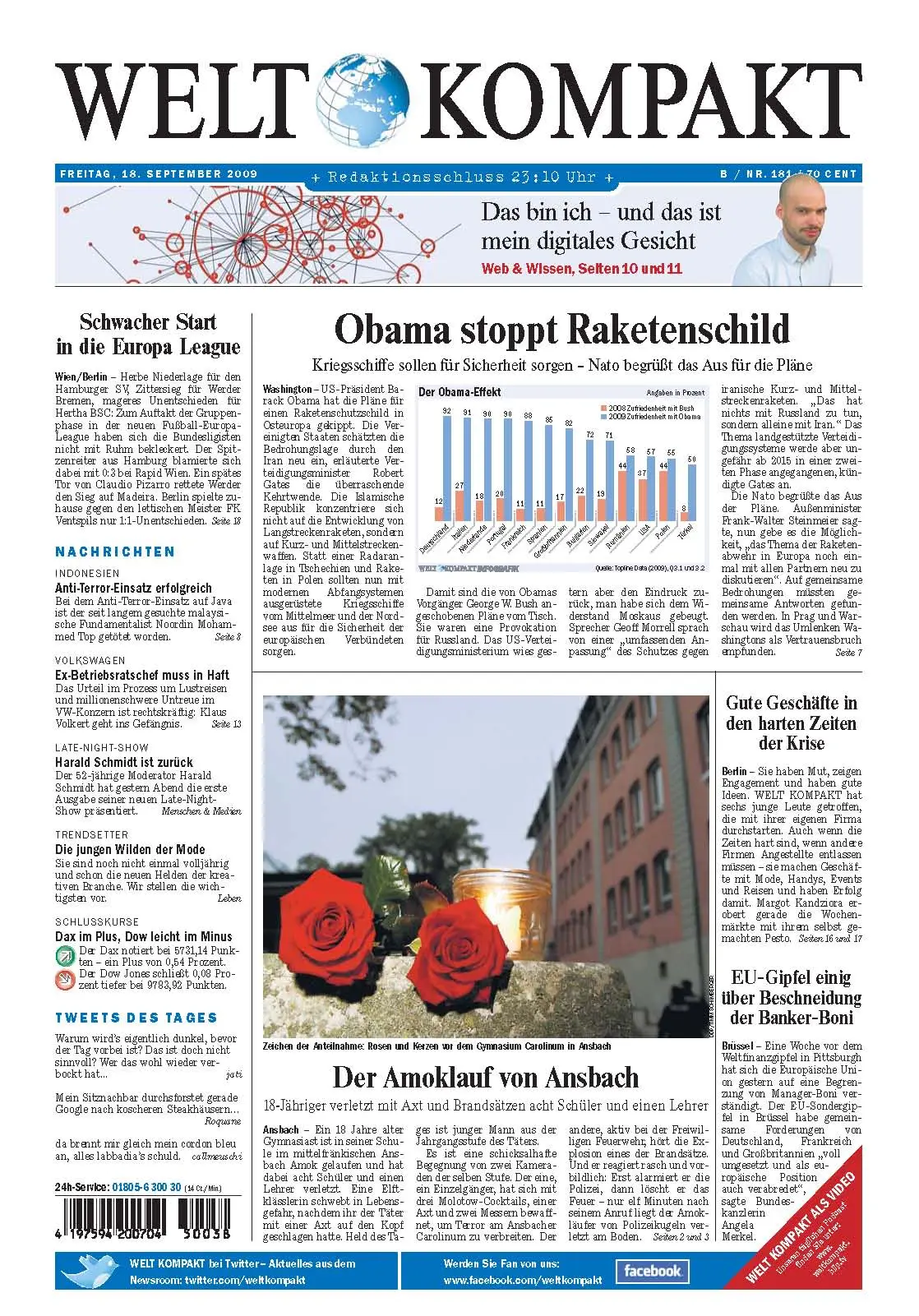 Die Welt kompakt vom 18. September 2009