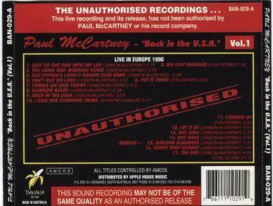 Paul McCartney ‎- Back In The U.S.A. (Vol. 1) (1993)