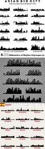 Vectors - Silhouettes of Skyline Cityscapes 33