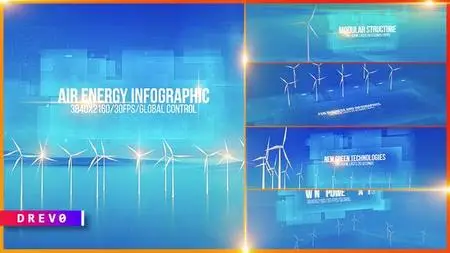Air Generator Infographic/ Wind Energy Turbines/ Green Power/ Power Grid/ Eco/ Economic/ Politics...