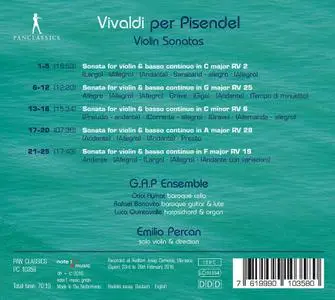 Emilio Percan, G.A.P. Ensemble - Vivaldi per Pisendel: Violin Sonatas (2016)