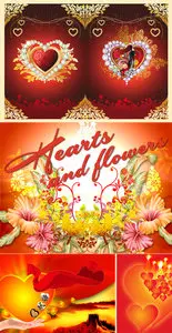 PSD templates - Hearts and flowers