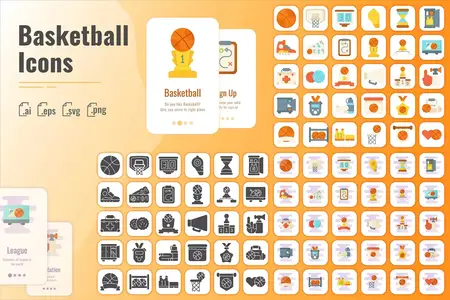 EE - 30 Solid Iconset Basketball with 3 Styles Variant VMYSEYZ