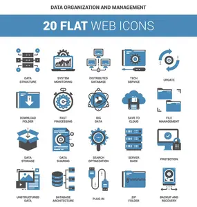 AS - 20 Flat Two-Color Data and IT Icons 132369252