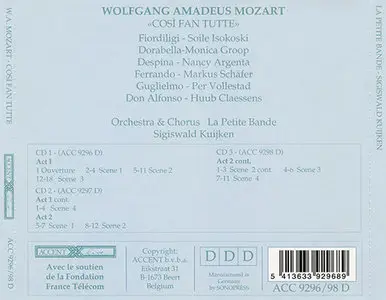 W.A. Mozart - Soile Isokoski - La Petite Bande / Sigiswald Kuijken - Così fan tutte, opera lirica in due atti KV 588 (1992)