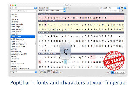PopChar X 8.1.0 Multilingual Mac OS X