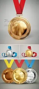 Stock Photo - Golden, Silver & Bronze Medals