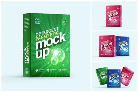 Detergent Box Packaging Mockup Set