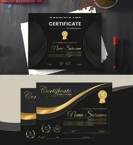 Luxury Gold & Black Certificates PSD Design Templates