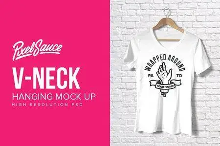 CM - Hanging V-Neck T-Shirt Mock Up 1003761