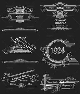 Vintage Ornaments and Brushes Vector Set 2