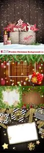 Vectors - Wooden Christmas Backgrounds 21