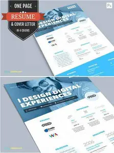 CreativeMarket - One Page Resume CV & Cover Letter