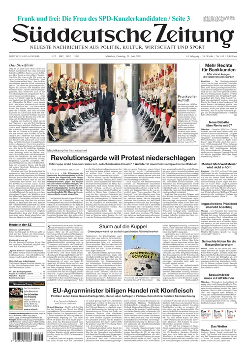Sueddeutsche Zeitung vom 23.06.2009