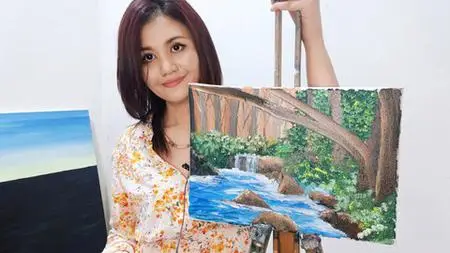 Learn How To Paint Jungle Waterfall In Oil Painting