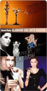 Glamour girl with martini - Stock Photo