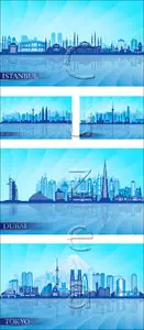 Vector Set Town Buildings