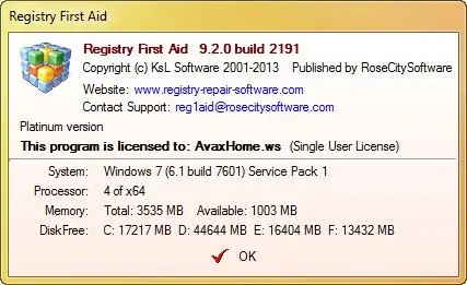 Registry First Aid Platinum 9.2.0 Build 2191 (x86/x64)
