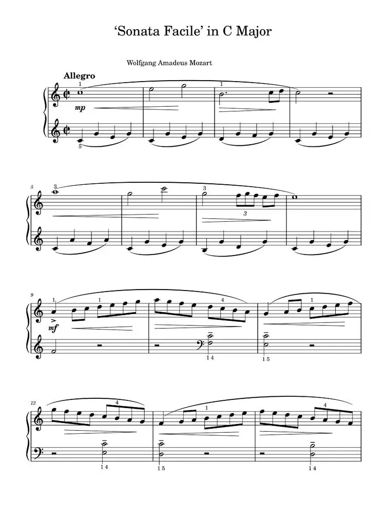 Allegro (from Piano Sonata In C K545) - Wolfgang Amadeus Mozart (Easy ...