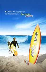 Beach surfing psd layered material