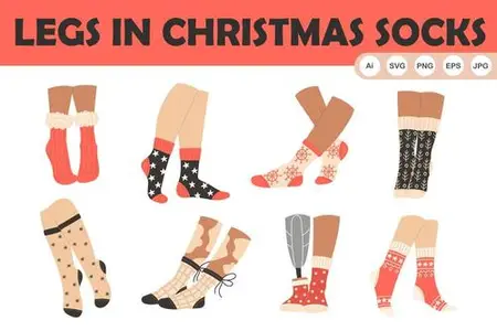 Diverse Legs in Christmas Socks 6TFQXBB