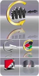 Logos on silver background - vector