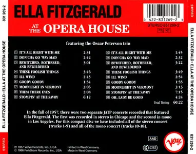 Ella Fitzgerald – At The Opera House (1957)(Verve - Digitally Remastered By Dennis Drake)