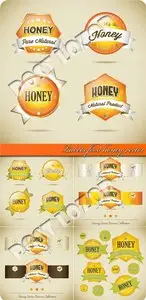 Labels food honey vector