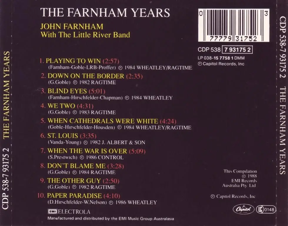 John Farnham with The Little River Band - The Farnham Years (1988 ...