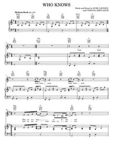 Who knows - Avril Lavigne (Piano-Vocal-Guitar)