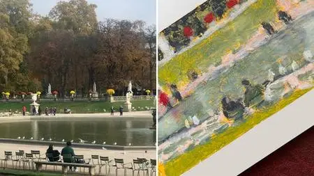 Cinematic Travel Sketching: Paris Parks With Oil Pastels